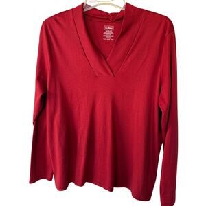 L.L. Bean Size 1X Red Brick cotton v neck pullover
